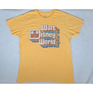 Disney Parks Walt Disney World Yellow Rainbow Logo Graphic T-Shirt Womens L